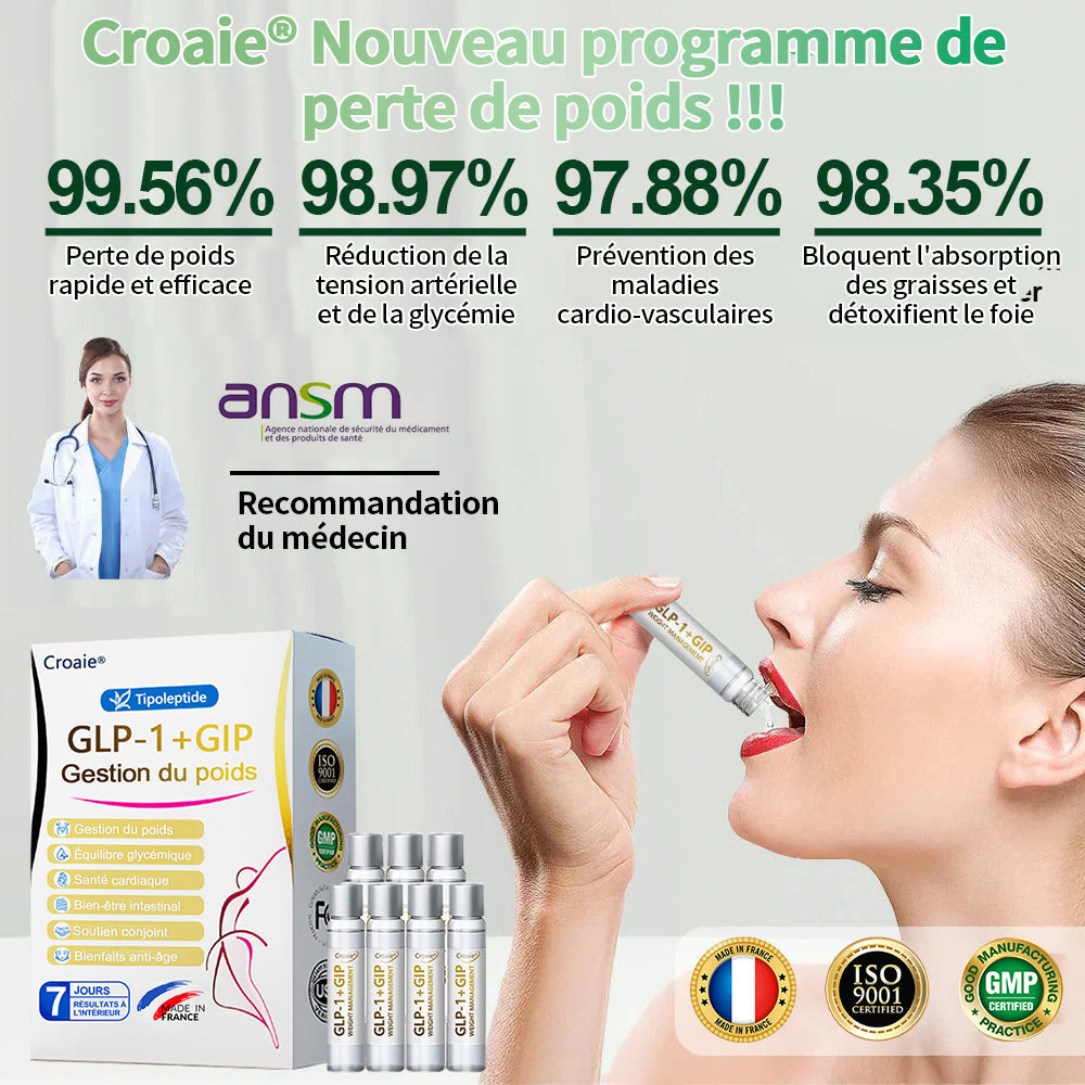 🇫🇷 ANSM Certifié | Boutique Officielle France— Croaie® Solution oraxle Telportide, solution double action GIP et GLP-1 pour la perte de poids, une bouteille par jour, résultats en 7 jours  💳--